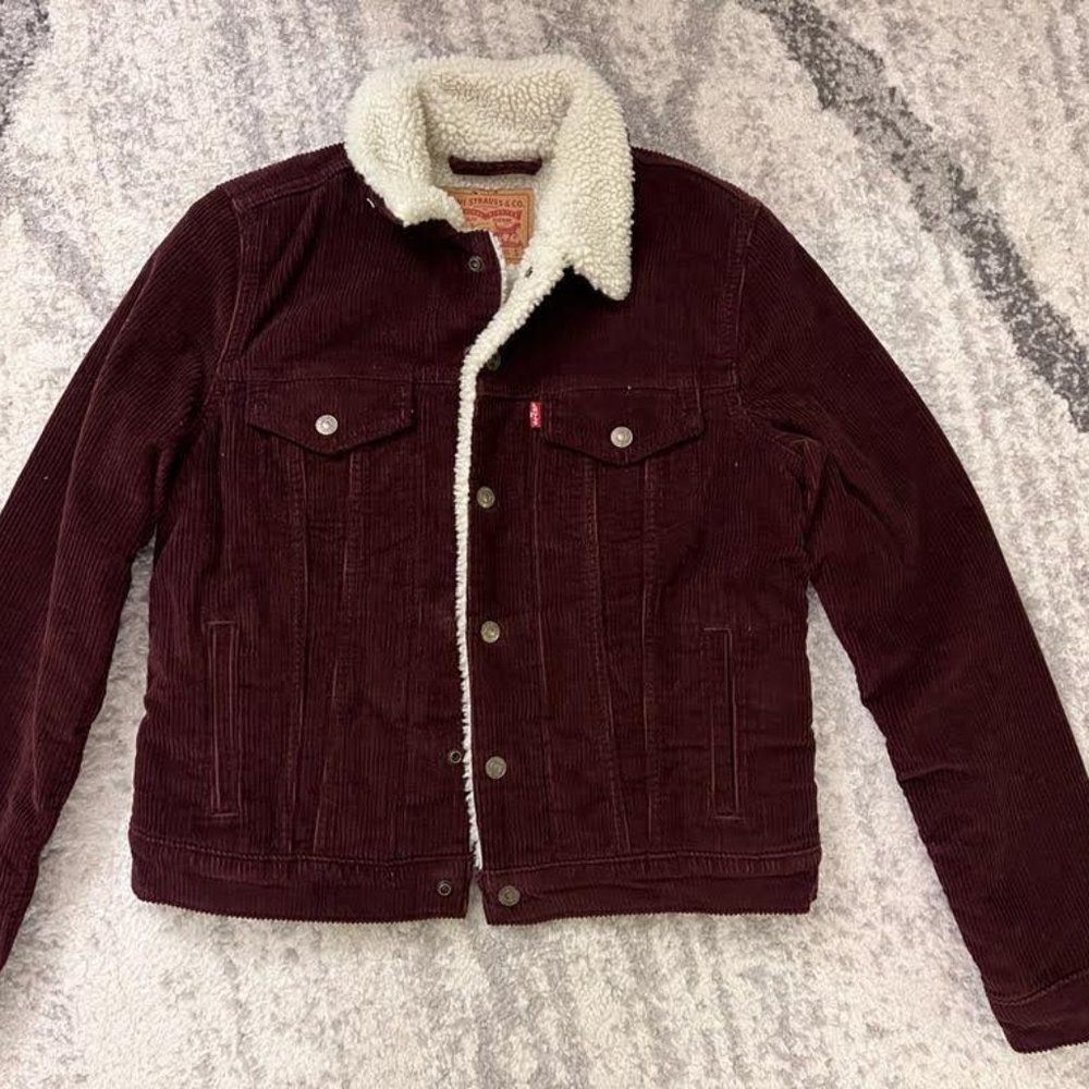 Levi's Burgundy Corduroy Original Trucker Sherpa Jacket